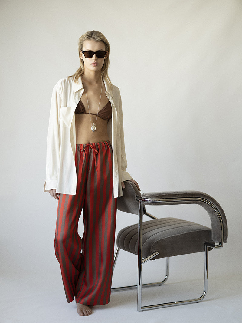 The Poolside Trouser ~ Red and Chocolate